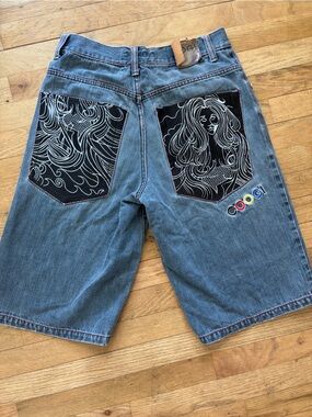 Vintage COOGI Men's Blue Denim Jean Shorts with Contrast Stitching
